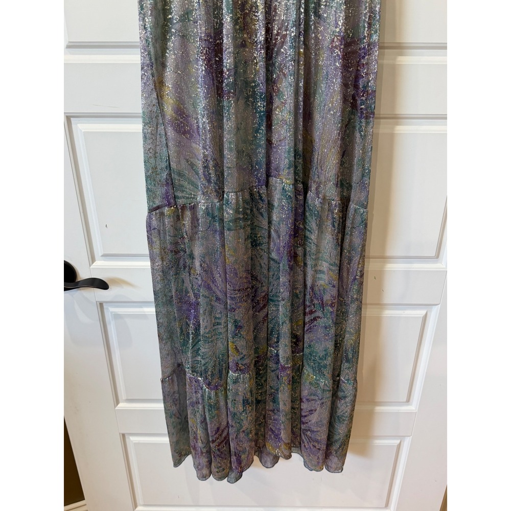 Holly & Joey Multicolor‎ Metallic Floral Maxi Dress Tiered Small Mermaid Fairy - Picture 4 of 7